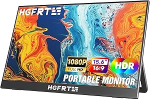 HGFRTEE Monitor portatile 15,6 Pollici FHD, Schermo Portatile 1920 x 1080 FHD, 60Hz, Antiriflesso IPS, USB-C, mini HDMI, Altoparlante, Supporto Pieghevole, VESA, per PC, Laptop, Mobile