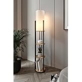 RADIANTE Lampader &ndash; Natural Wood Look Body, Compact Square Base (23x23 cm), 135 cm Height, E27 Duy Type Compatible, LED Am