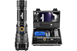 Shadowhawk Linternas LED Alta Potencia Recargable, Linterna Potente 500000 Lúmenes XHP70.2, Linterna Táctica Militar IP67 Impermeable, para Emergencia Camping Senderismo Regalo