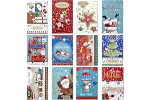 ARKRAFT set da 24 pezzi biglietto natalizio italiano auguri natale 12 biglietti + 12 buste porta biglietti (D)