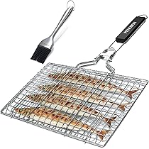 YFUT Barbecue Griller Panier Fil En Acier Inox Et Poignée En Bois 50*22