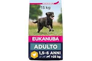 Eukanuba - Cibo premium per cani adulti di taglia grande - 100% completo ed equilibrato - Senza proteine vegetali nascoste, OGM, conservanti o aromi artificiali - 15 kg