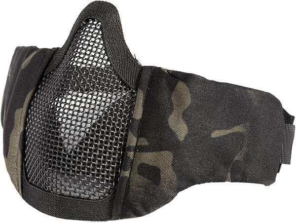 OneTigris Máscara Táctica Plegable de Media Cara con Malla para Practicar Airsoft y Paintball CS con Correa Ajustable y elástica, Hombre, Lower Face Mask - 1