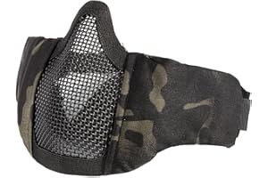 OneTigris Máscara Táctica Plegable de Media Cara con Malla para Practicar Airsoft y Paintball CS con Correa Ajustable y elástica, Hombre, Lower Face Mask