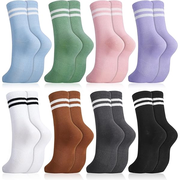 8 Paia Calzini Donna 39-42 - Calze Sportive In Cotone A Strisce - Per Tennis, Corsa E Lavoro - Foto 13