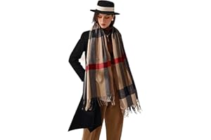 Adicloz Écharpe Femme Cachemire Hiver Chaud, Pashmina Châle Grandes Femmes Plaid Glands Foulard, Écharpe Châle Tricolore Femme Douces Wrap pour Autum et Hiver 180 * 70cm