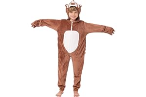 corimori - Henry das Faultier Kinder Jungen Mädchen Onesie Jumpsuit Anzug Kostüm Verkleidung (Gr. 110-130cm) Braun-Creme