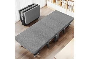 YUMBOT Letto Brandina Pieghevole con Materasso, 70x190cm Letto a Scomparsa, Letto Pieghevole Portatile con Struttura Resistente E 8 Ruote Girevoli