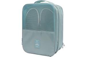 Unaone Travel Shoe Bag, 3 Layers Shoe Storage Bag Portable Shoes Organizer Zippered Shoe Bag for Travel Storage Shoe Pouch with Top Handle