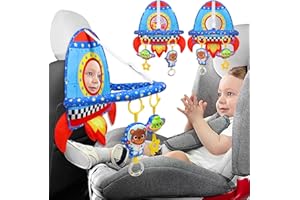Dr.Rapeti Bébé Siège de Voiture Jouets, Jouet de siège de Voiture orienté vers l'arrière, Jouet pour siège Auto pour bébé avec rétroviseur, Jouet éducatif Espace