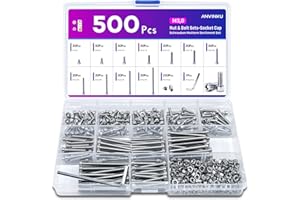 ANVINKU M3 Nuts and Bolts Set, 500 Pcs Hex Socket Head Cap Screws, Stainless Steel, Assorted with Allen Key