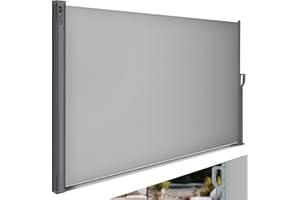 tillvex® Seitenmarkise 180 x 300 cm ausziehbar & Blickdicht | Sichtschutz für Balkon, Garten & Terrasse | Seitenrollo mit Wandhalterung | Sonnenschutz aus rostfreiem Stahl | Markise Windschutz