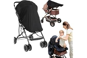 Cispree Pram Sun Shade | 99% UV Blocking + UPF 50+, Breathable & Blackout | Zip Window, Better Than Mesh, Silver Mesh + PES Fabric | Universal for Strollers/Buggies, Aids Baby Sleep