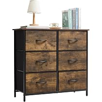 Commode En Tissu 11 Tiroirs - Meuble Rangement Chambre Adulte, Cadre Acier, Plateau Bois, Style Bohème
