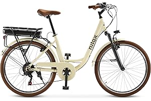 Nilox J5 PRO Bicicleta Eléctrica, Autonomía 65km y Velocidad 25 km/h, Motor Trasero 250 W y Batería Litio Extraíble 10 Ah, E-bike con Suspensión Delantera y Pantalla LED 5 Niveles, Blanco