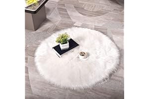 DAOXU Tappeto in Pelle di Pecora Artificiale, Faux Pelliccia di Agnello di Pecora Tappeto,Pelliccia Sintetica Tappeto Vello di Pecora (90 X 90 CM, Bianco)