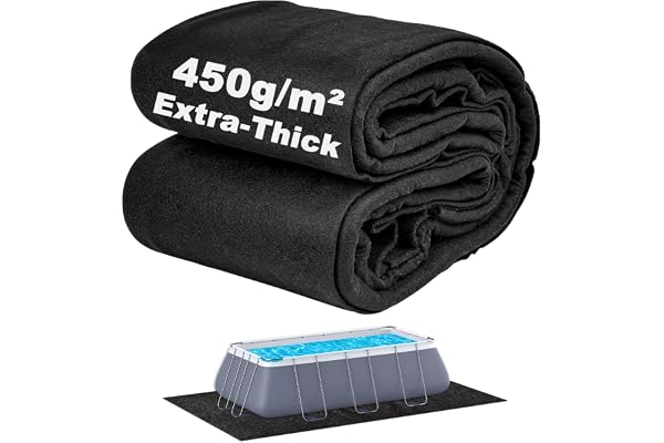 Abimars Tapis de piscine plus épais pour piscine hors sol, tapis rectangulaire de 3,6 x 6 m pour fond de piscine, confort sans couture, double densité, résistant aux perforations, noir