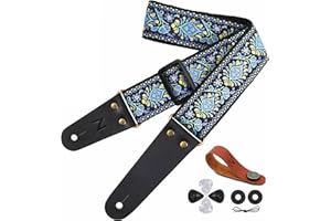 Nefelibata Sangle de guitare, pour guitare basse, électrique et acoustique, bouton de sangle, boucles de sangle et médiators