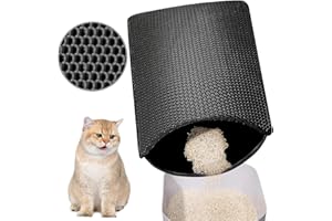 Phantasy Cat Litter Tray Mat 40 x 60 cm, Black Cat Litter Mat, Honeycomb Design Mat, Waterproof Double Layer Design, Honeycomb Mat, Cat Litter Tray Mat