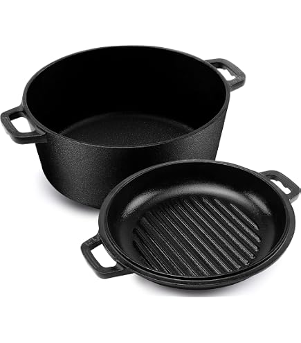 Dutch Oven CCLIFE Fonte - 4/6/9 Litres, Marmite à Feu Pour BBQ Et Camping