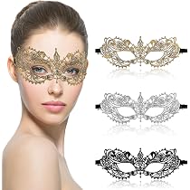 Masque Demi-visage Carnaval/Halloween – Masque De Bal Masqué Réglable (or, Argent, Noir, Coloré)
