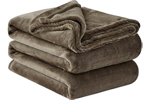 Aisbo Plaid Coperta Pile Matrimoniale - Coperta Calda Invernale per Divano e Grande Letto Matrimoniale 230x270 cm Pile di Flanella Morbida Marrone, Fleece Blanket for Sofa and Couch