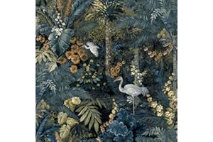 Holden Decor Outside in Jungle Paradise Navy Wallpaper 13180 - Cranes Tropical