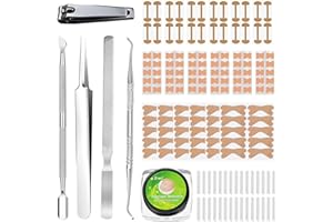 EKUKEON Eingewachsene Zehennägel Set,18 Stück Selbstklebendes Zehennagel Korrektur Patch,Nagelgraben Reparaturpflaster,mit 12 Stück Zehennagelheber,Werkzeugset mit Nagelknipser, Nagelschieber, Nagelfeile,Pinz