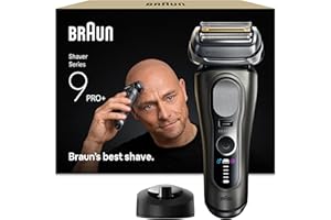 ‎BRAUN Braun Series 9 PRO+ Glatzen Rasierer Herren, Elektrorasierer für Nass- & Trockenrasur und Glatzenrasierer / Kopfrasierer, 5+1 Ultradünne Klingen, Rasierapparat mit 60 Min. Akku, Graphit