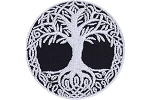 EXPRESS-STICKEREI Écusson YGGDRASIL, l'Arbre de Vie viking | Patch du Monde des Vikings, à thermocoller ou à coudre | Cadeau viking | Appliqué | 60x60mm