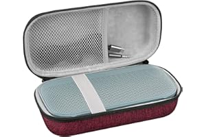 Geekria Shield etui na głośnik kompatybilne z przenośnym głośnikiem Bose SoundLink Flex Bluetooth, zastępcza twarda obudowa, torba podróżna z miejscem na kabel (bordowo-czerwony)