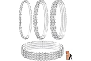 Kucheed Cavigliera da Donna con Diamanti Scintillanti, Braccialetti Alla Caviglia con Gioielli in Cristallo Elastico Color Argento Scintillanti, Cavigliere da Sposa Brillanti