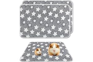 Donvuka 2 Stück Meerschweinchen Fleece Unterlage 60×40cm, Schnell Saugfähige PIPI Pads für Guinea Pig, Kaninchen Waschbar Fleece Unterlage für Käfig, Boden, Sofa(Grau)