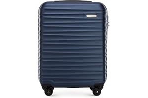 WITTCHEN Maleta de Viaje Equipaje de Mano Maleta de Cabina Maleta de ABS con 4 Ruedas giratorias Cerradura de combinación Asa telescópica Groove Line Tamaño S Azul Oscuro