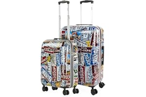 SKPAT - Set Valigia Media e Valigia Bagaglio a Mano. Set Valigie Rigide per Viaggi Aereo - Set Trolley Valigia Rigida - Set Valigie Rigide con Lucchetto 132400, Nero