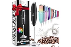 Mousseur à Lait Puissant Zulay pour Lattes - Fouet Mélangeur de Boissons pour le Café, Mini Mousseur pour Cappuccino, Frappé, Matcha, Chocolat Chaud par Milk Boss (Noir)