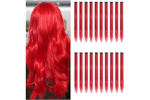 HUSAIHU 20 PCS Hair Extensions, Red Hair Extensions for Girls, 55cm/ 22inch Clip In Hair Extension Straight Extensions for Party, Festival Hair Accessories Hair Pieces for Women (Red)