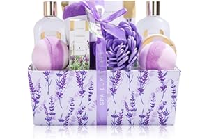 Spa Luxetique Set Bagno Doccia 12 Pezzi alla Lavanda Cesto Regalo Donna Perfetto per San Valentino Festa della Mamma Compleanno e Anniversario Regalo Festa della Mamma, Regalo Natale Donna