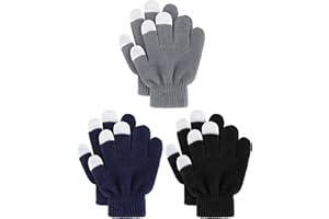SATINIOR 3 Paar Kinder Winter Handschuhe Vollfinger Kinder Fäustlinge Kleinkind Strickhandschuhe