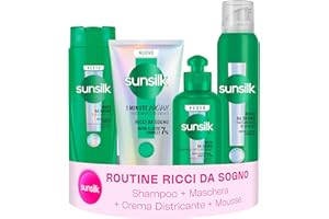 Sunsilk Kit Ricci da Sogno Shampoo 250ml, Maschera 1 Minute WOW 180ml, Crema Districante 200ml e Mousse 200ml, Trattamento Anticrespo per Capelli Ricci Definiti, Elastici e Morbidi a Lunga Tenuta