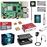 LABISTS Raspberry Pi 4 B Model B 4GB Starter Kit Motherboard 32GB SD Card Preloaded with NOOBS, Cooling Fan, 5.1V 3A Type C On/off UK Edition Power Supply, Micro HDMI to HDMI Cable, Black Case