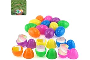 SRVERTEX 18PCS Easter Filler Eggs, Easter Decoration Gifts, Surprise Easter Eggs Hunt Snap-Open Fillable Plastic Eggs Easter Crafts- Size: 4.4cm