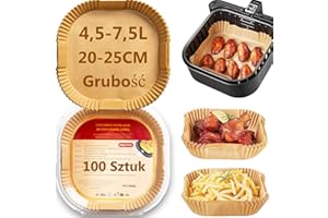 ‎PETHREE Papier do Pieczenia Frytkownica Beztłuszczowa Airfryer 4,5-7,5L, 100 Sztuk 20-25cm Akcesoria Papier do Frytkownicy