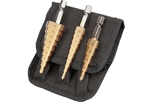 UK DRILLS THE PROFESSIONALS CHOICE UK Drills HSS Step Drill Bits Set Titanium Coated 3pc 3-20mm for Drilling on Hard Metal, Stainless Steel, Cast Iron