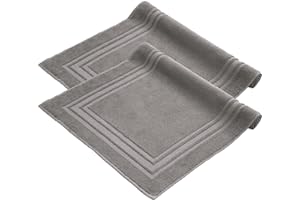Komfortec Lot de 2 Tapis de Bain, en Tissu éponge, lavables, 600 g/m² et 100% Coton Absorbant et à séchage Rapide, Gris Anthracite, 50 x 70 cm
