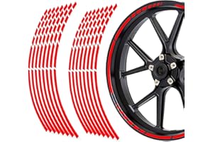BLEEZM 16 Teilig Komplett Passend Für 18" Felgenaufkleber Motorrad (Rot)