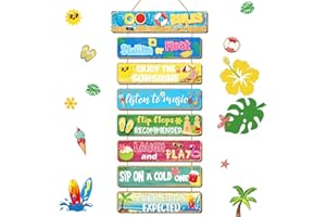 Wesiti 8 Stück Holz Pool Rules Schilder Sommer Pool Outdoor Dekorationen Sommer Schwimmbad Hängende Holzschild Pool Regeln Slogan Wandschild für Schwimmbad Home Bar Dekor, 11,81 x 2,95 Zoll