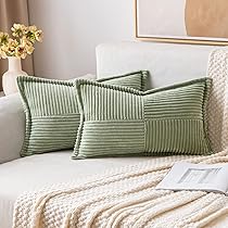 MIULEE Set van 2 corduroy kussenslopen, fluweel, zacht sierkussen, decoratieve kussensloop, moderne kussenslopen, bankkussens, bankkussens voor woonkamer, slaapkamer, donkergroen, 30 x 50 cm