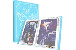 SPOKKI Diamond Painting Bilder Album, A3 Diamond Painting Mappe für Aufbewahrung Diamant Malerei Bilder Mit 60 Klarsichthüllen, Diamond Painting Zubehör (Blau)
