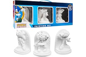 SONIC THE HEDGEHOG DIY Figurine Set Paint Your Own Knuckles Amy Plaster Figure Colouring Craft Kit for Kids Boys Girls Activity Set - Paint and Brushes Included